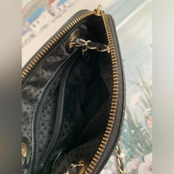 DKNY 2014 Crossbody Goldtone Black Leather Purse - Picture 6 of 16